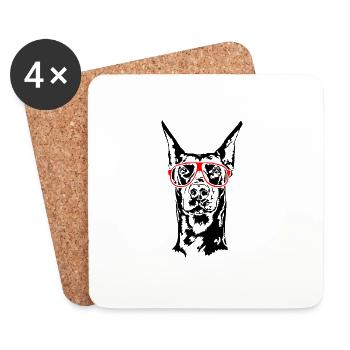 Lunettes Doberman Dobie Dogs Dog Sports Wilsigns - Dessous de verre (lot de 4) - blanc - Devant
