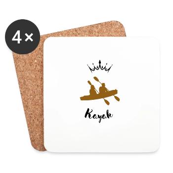 Duo en kayak  - Dessous de verre (lot de 4) - blanc - Devant