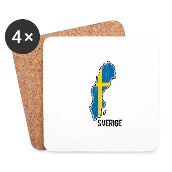 Sweden Flag Outline Souvenir - Coasters (set of 4) - white - Front
