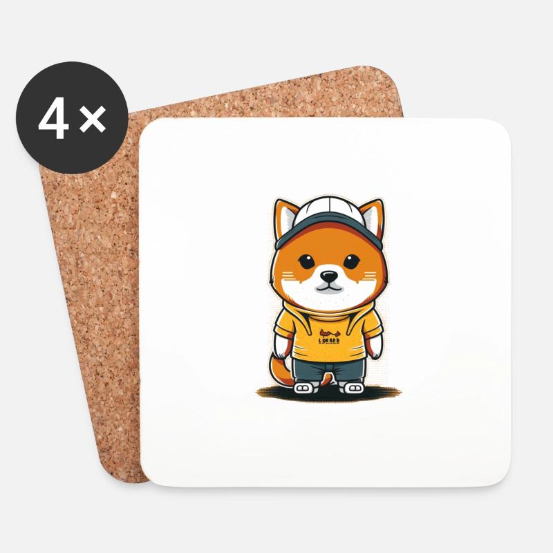 Cool Dog3 - Untersetzer (4er-Set) - Weiß