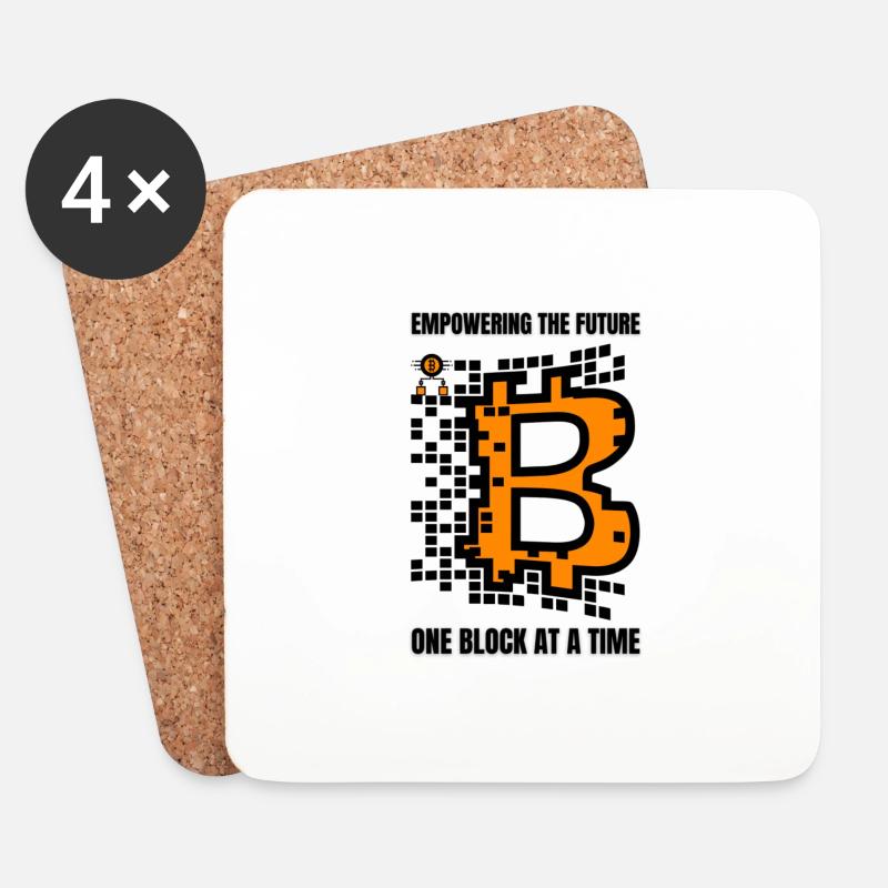 Bitcoin Blockchain Geld Geschenk Geschenkidee - Untersetzer (4er-Set) - Weiß