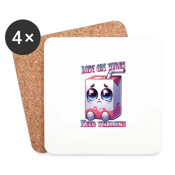 Low on Vibes – Juice Box Needs Vitamins - Coasters (set of 4) - white - Front