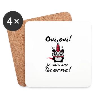 UNE LICORNE (panda) - Dessous de verre (lot de 4) - blanc - Devant