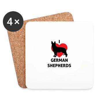 Animaux que j'aime les Bergers Allemands GSP Dog - Dessous de verre (lot de 4) - blanc - Devant