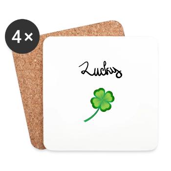 Trèfle à quatre feuilles Bonne chance - Dessous de verre (lot de 4) - blanc - Devant