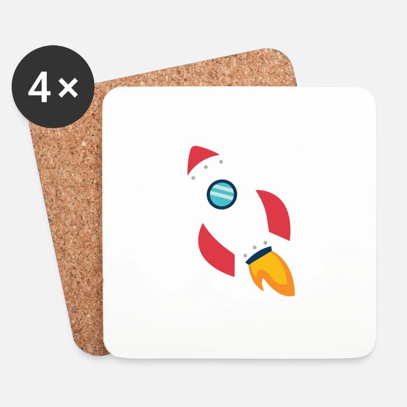Rakete - Untersetzer (4er-Set) - Weiß