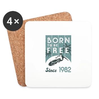born in to be 1982 birthday gift 40 years surfing - Coasters (set of 4) - white - Front