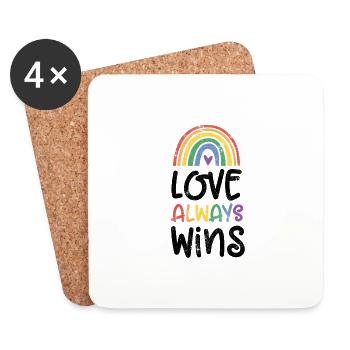 LIEBE SIEGT IMMER REGENBOGEN LIEBEN SHIRT GESCHENK - Untersetzer (4er-Set) - Weiß - Vorne