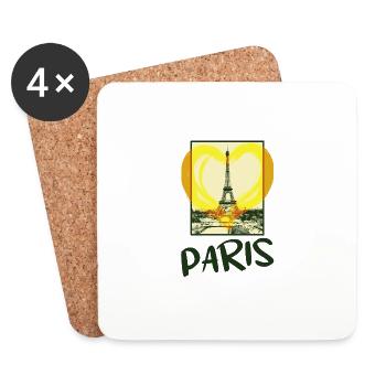 Paris France Ville Skyline Coeur Love Home - Dessous de verre (lot de 4) - blanc - Devant