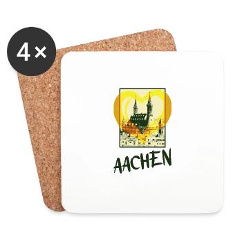 Aachen Deutschland Stadt Skyline Herz Liebe - Untersetzer (4er-Set) - Weiß - Vorne