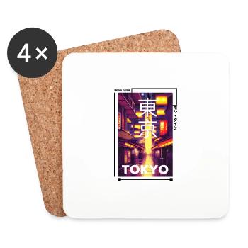 Esthétique streetwear japonaise - Dessous de verre (lot de 4) - blanc - Devant