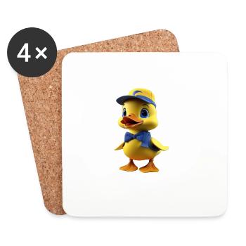 Sunny Duck mit Mütze und Fliege - Untersetzer (4er-Set) - Weiß - Vorne
