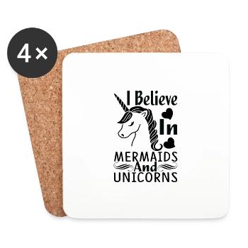 I Believe In Mermaids And Unicorns FABELWESEN - Coasters (set of 4) - white - Front