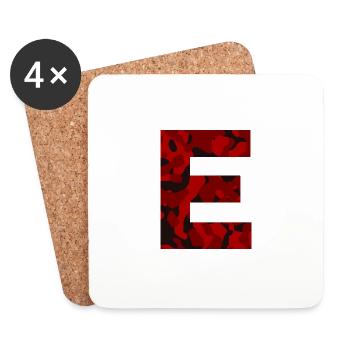 Letter E Red Camo Design - Coasters (set of 4) - white - Front