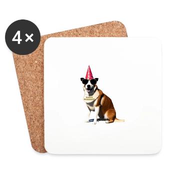 Happy Birthday Dog - Coasters (set of 4) - white - Front