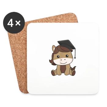 Kids School Kindergarten Horse Graduation - Coasters (set of 4) - white - Front