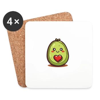 Glückliche Avocado - Untersetzer (4er-Set) - Weiß - Vorne