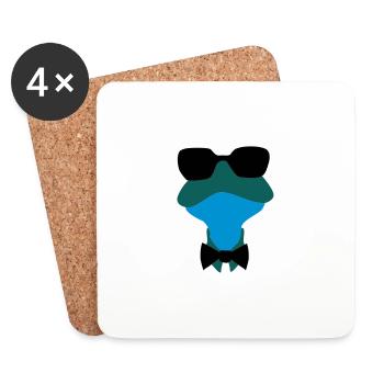 grenouille avec des lunettes de soleil - Dessous de verre (lot de 4) - blanc - Devant