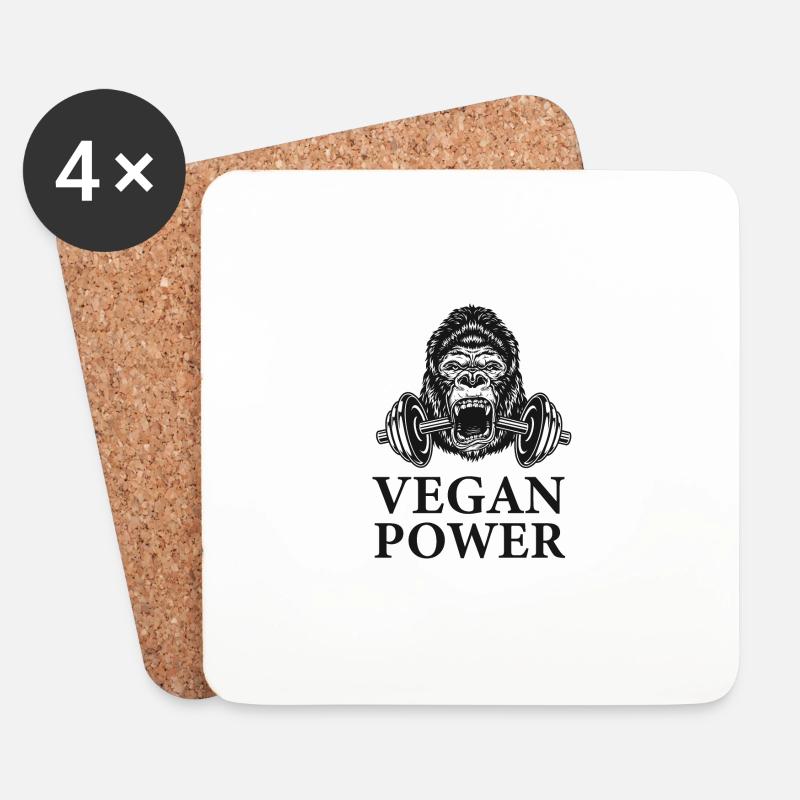 Vegan Power - Untersetzer (4er-Set) - Weiß