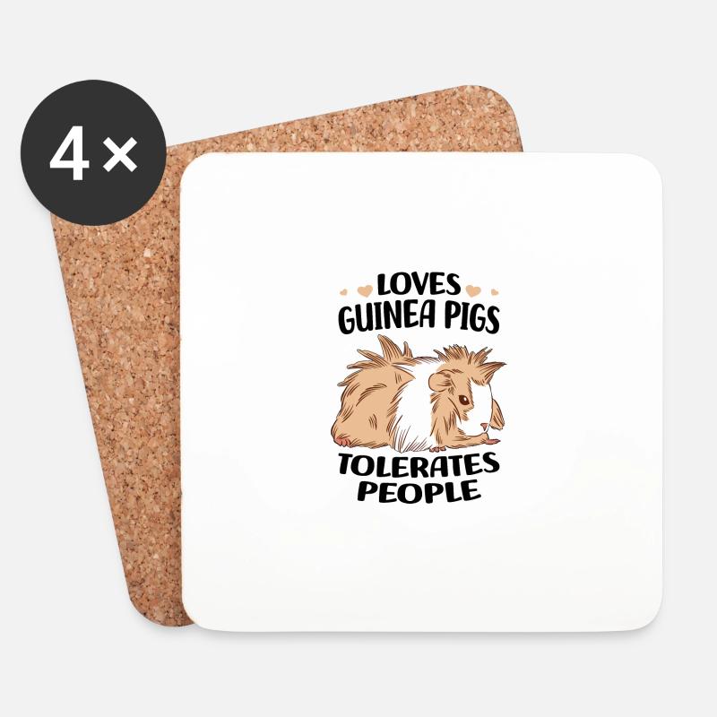 Meerschweinchen - Untersetzer (4er-Set) - Weiß