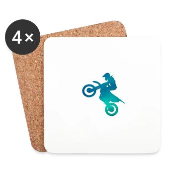 Motorradfahrer Motorrad Silhouette - Untersetzer (4er-Set) - Weiß - Vorne
