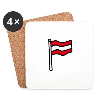 Drapeau de l’Autriche - Dessous de verre (lot de 4) - blanc - Devant