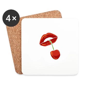 Cherry dessert with crackers Make-up artist poison - Coasters (set of 4) - white - Front