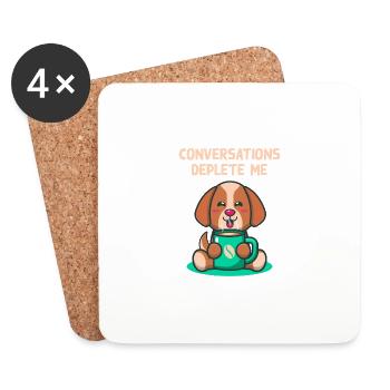 Gespräche erschöpfen mich introvertiertes Problem - Untersetzer (4er-Set) - Weiß - Vorne