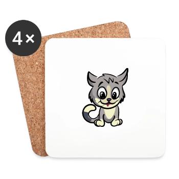Chien doux - Dessous de verre (lot de 4) - blanc - Devant