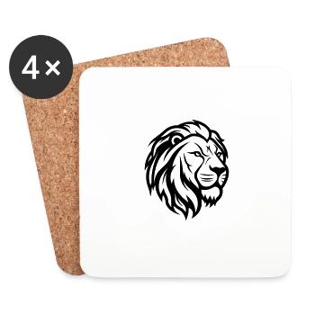 Tête de lion - Dessous de verre (lot de 4) - blanc - Devant