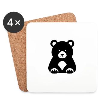 Bébé ours - Dessous de verre (lot de 4) - blanc - Devant