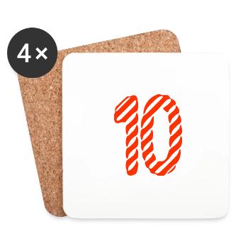 10. 10 YEARS. 10th ANNIVERSARY. 10 YEAR ANNIVERSARY. - Coasters (set of 4) - white - Front