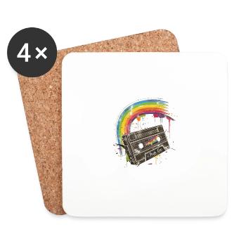 Retro Pride Tunes Rainbow Cassette Design - Coasters (set of 4) - white - Front
