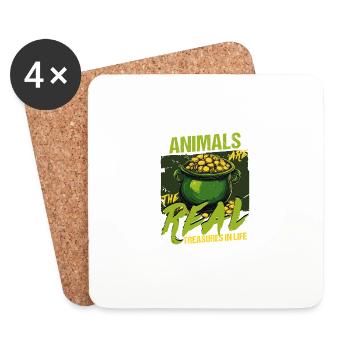 Les animaux sont les vrais trésors de la Saint-Patrick - Dessous de verre (lot de 4) - blanc - Devant