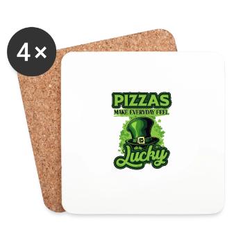 Les pizzas donnent l’impression que tous les jours ont de la chance pour la Saint-Patrick - Dessous de verre (lot de 4) - blanc - Devant