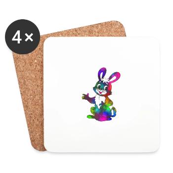 Rainbow Rabbit - Coasters (set of 4) - white - Front