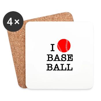I love baseball - Coasters (set of 4) - white - Front