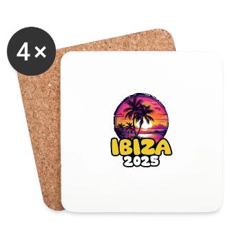 Ibiza 2025 Palmiers Colorés - Dessous de verre (lot de 4) - blanc - Devant