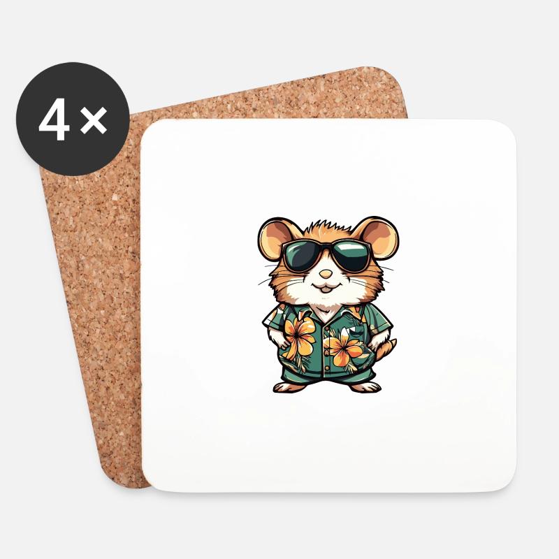 Hamster Cool Sommer - Untersetzer (4er-Set) - Weiß