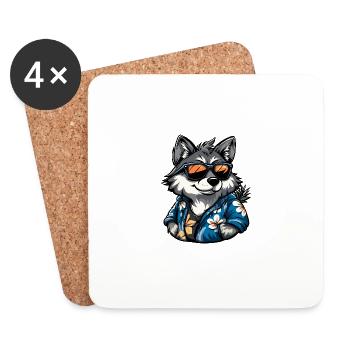 Vacances de la bande dessinée Wolf - Dessous de verre (lot de 4) - blanc - Devant
