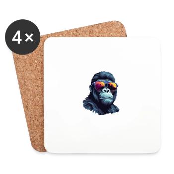 Cool Gorilla avec Lunettes de Soleil Urban Jungle - Dessous de verre (lot de 4) - blanc - Devant