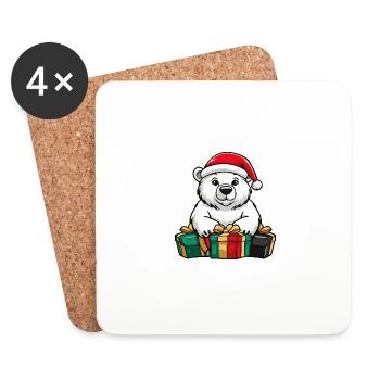 Polar Bear Christmas Comic Gifts Polar Bear - Coasters (set of 4) - white - Front