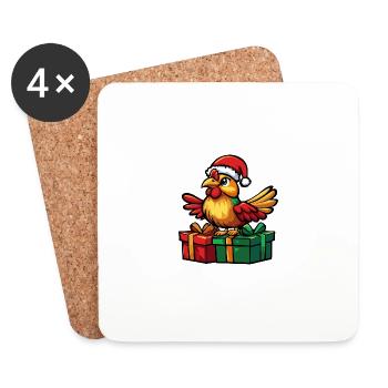 Hahn Weihnachten Comic Geschenke - Untersetzer (4er-Set) - Weiß - Vorne