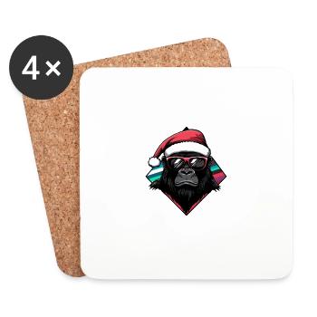 Gorilla Weihnachten Cool - Untersetzer (4er-Set) - Weiß - Vorne