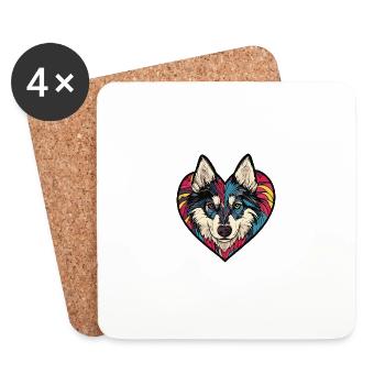 Husky Hund Herz Love - Untersetzer (4er-Set) - Weiß - Vorne