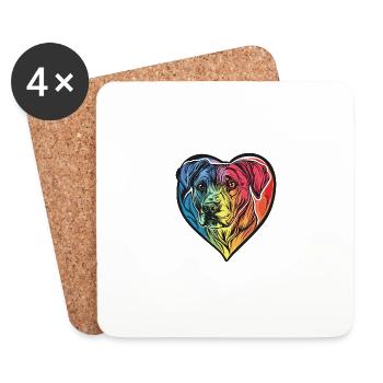 Dogue Argentino Chien Coeur Amour - Dessous de verre (lot de 4) - blanc - Devant