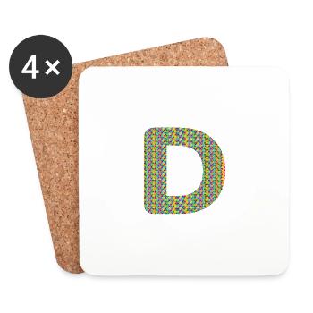 Buntes Herz D Design – Einzigartig & Stylisch! - Untersetzer (4er-Set) - Weiß - Vorne