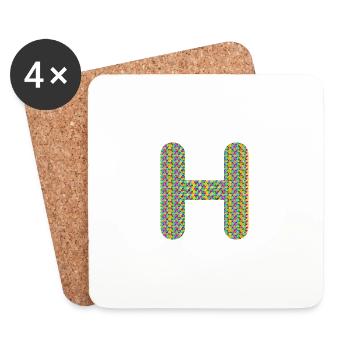 Buntes Herz H Design – Einzigartig & Stylisch! - Untersetzer (4er-Set) - Weiß - Vorne