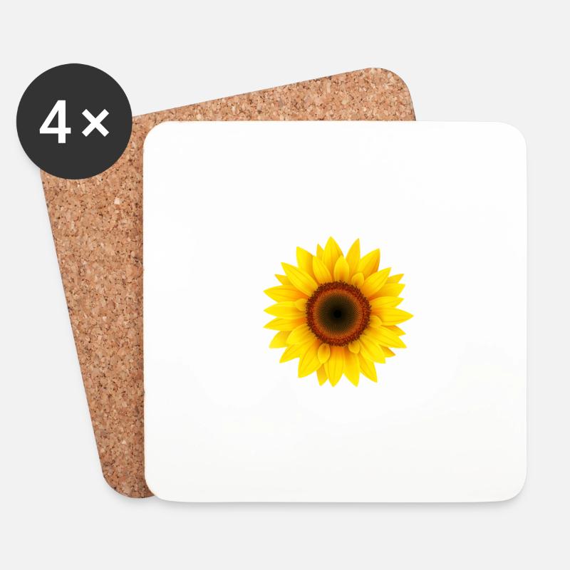 Sonnenblume - Untersetzer (4er-Set) - Weiß