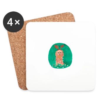 Robin de Noël - Dessous de verre (lot de 4) - blanc - Devant